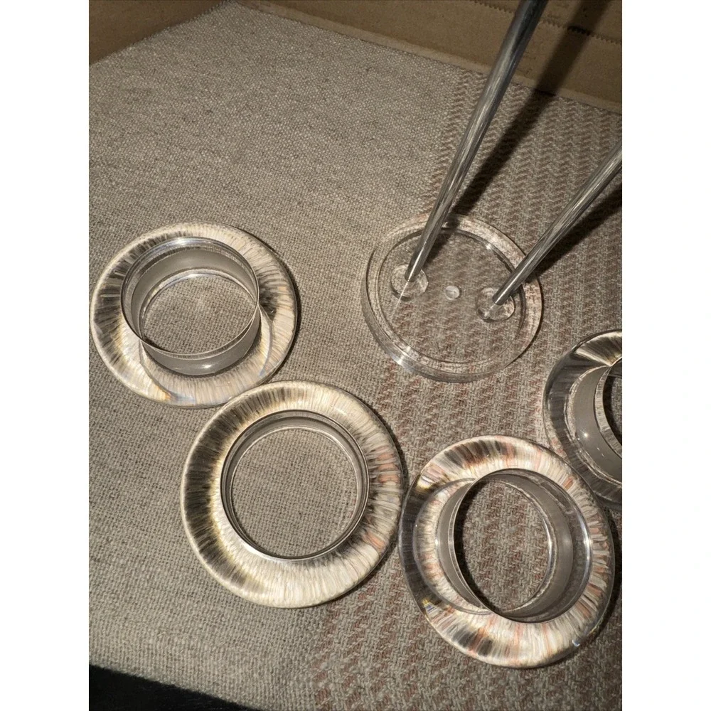 Cole And Mason Lucite Napkin Rings And Holder Vintage‎
